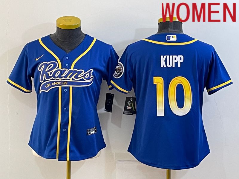 Women Los Angeles Rams #10 Kupp Blue 2022 Nike Co branded NFL Jerseys->women nfl jersey->Women Jersey